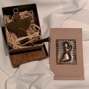 Jan Barboglio Wrought Iron Blessing Box snd Angel Milagro with Art Card